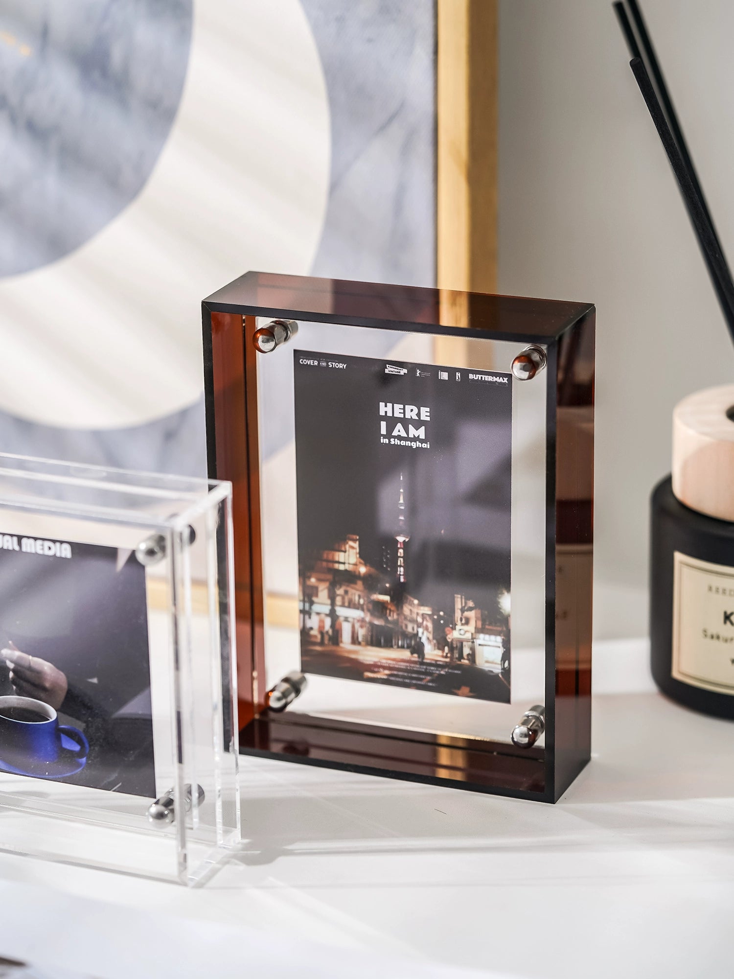 A-mini Acrylic Tabletop Photo Frame - Dual-Sided Display - Multiple Color Options
