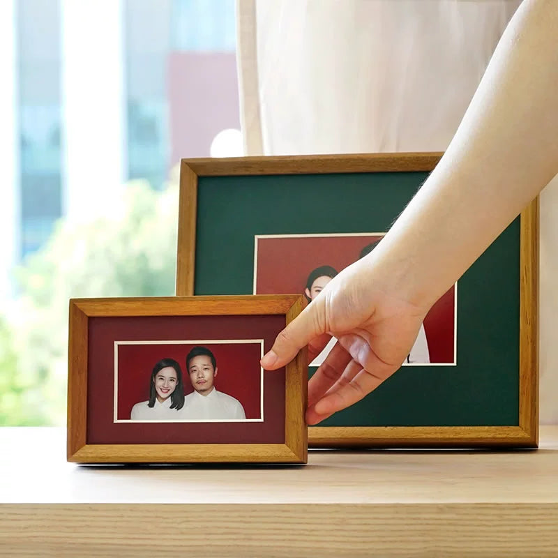 Registration photo, table washing, solid wood wedding certificate, wedding photo, ID photo frame, 6 inches/8 inches