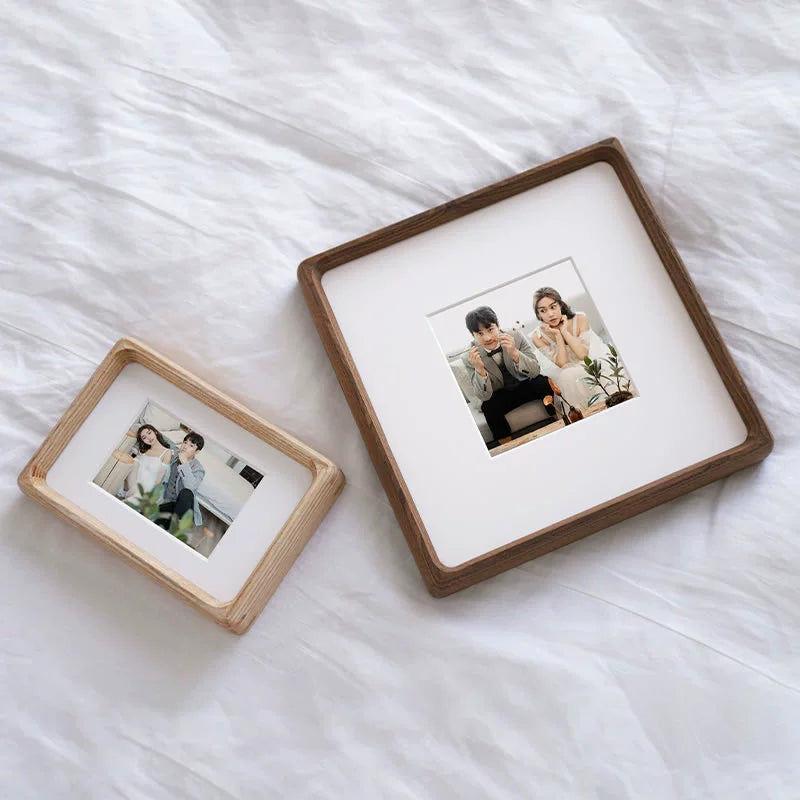 Round-Corner Solid Wood Tabletop Photo Frame - Walnut/Ash Wood/Cherry Wood - Sizes: 6" to 12"