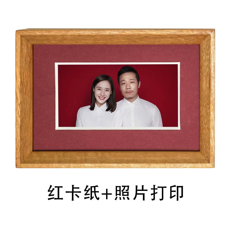 Registration photo, table washing, solid wood wedding certificate, wedding photo, ID photo frame, 6 inches/8 inches