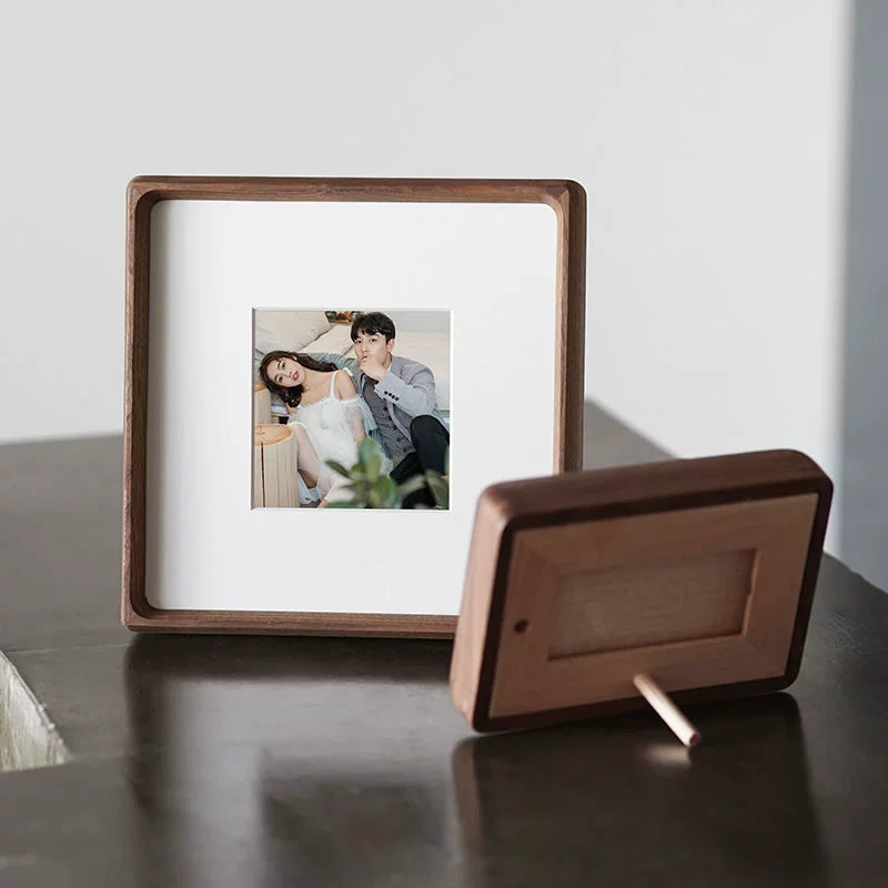 Round-Corner Solid Wood Tabletop Photo Frame - Walnut/Ash Wood/Cherry Wood - Sizes: 6" to 12"