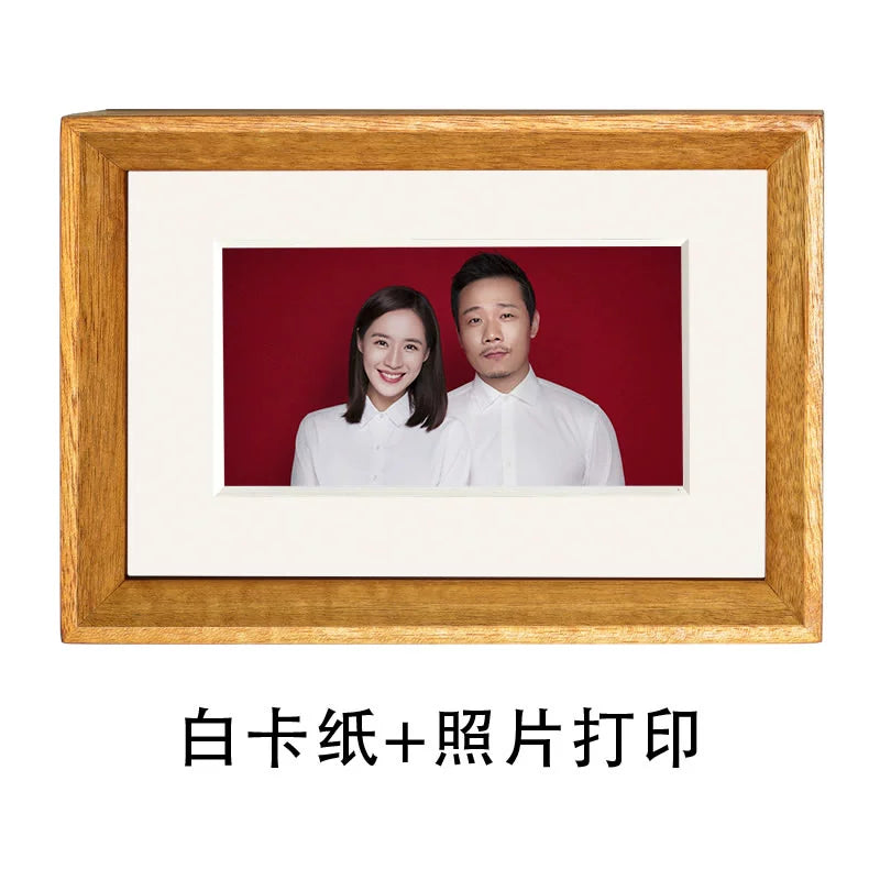 Registration photo, table washing, solid wood wedding certificate, wedding photo, ID photo frame, 6 inches/8 inches
