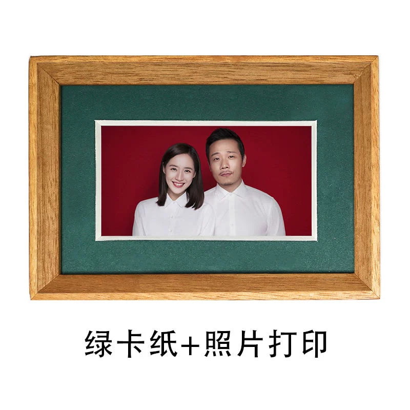 Registration photo, table washing, solid wood wedding certificate, wedding photo, ID photo frame, 6 inches/8 inches