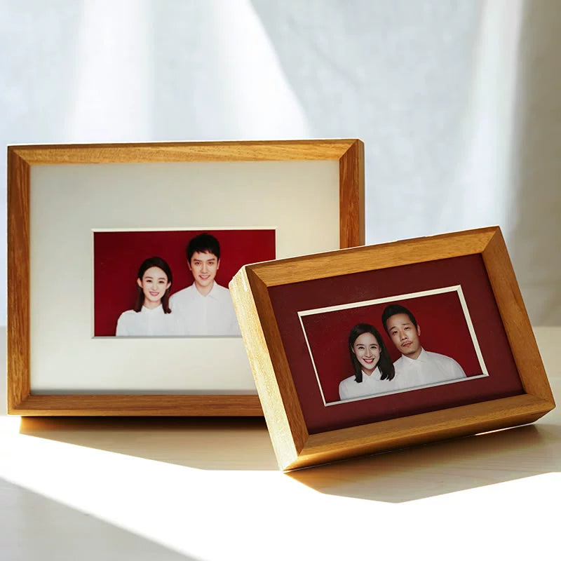 Registration photo, table washing, solid wood wedding certificate, wedding photo, ID photo frame, 6 inches/8 inches